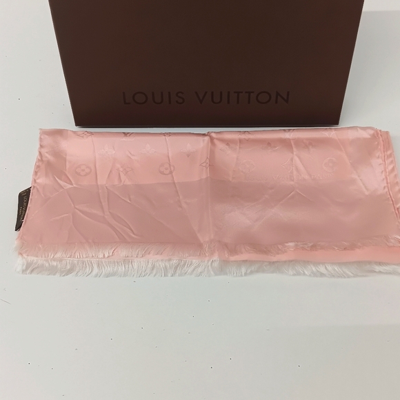 Louis Vuitton Women's Silk Wool Monogram Denim Scarf - Pink - Picture 1 of 13